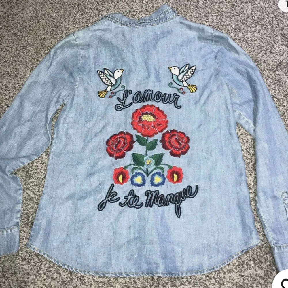 NEW miss me l'amour le te manque denim shirt Size Large Z401-13